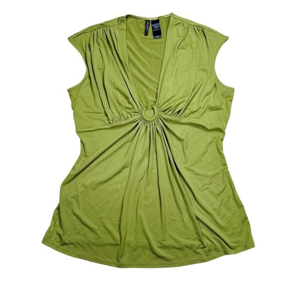 Bisou Bisou Tops - Bisou Bisou Large Top Y2K Casual Green Retro Boho